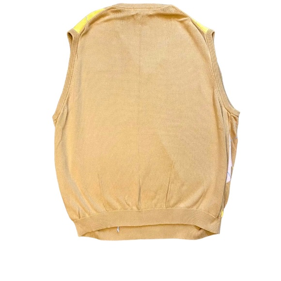 Brooks Brothers Argyle Diamond Sweater Vest Pima Cotton V Neck Tan Pastel XL - Picture 5 of 6